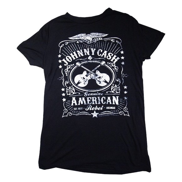 Johnny Cash T-shirt, Ladies Size Medium, Black w/White Graphic - Picture 1 of 3